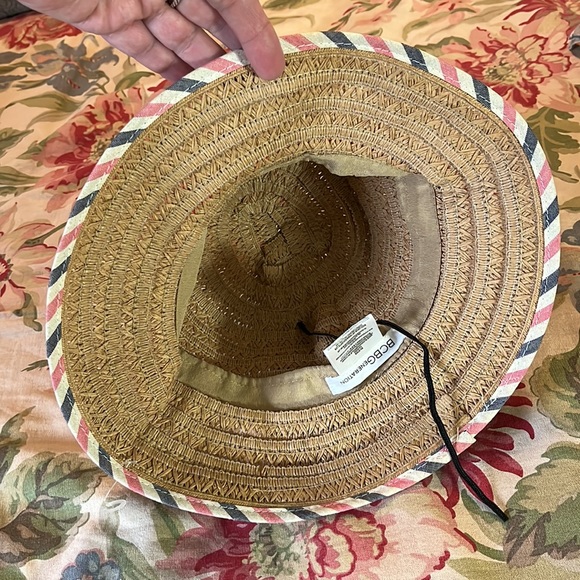BCBG Generation sz OSFA Straw Hat 
Woven Fabric RED Ribbon Patriotic Trim $88NEW - Picture 11 of 15